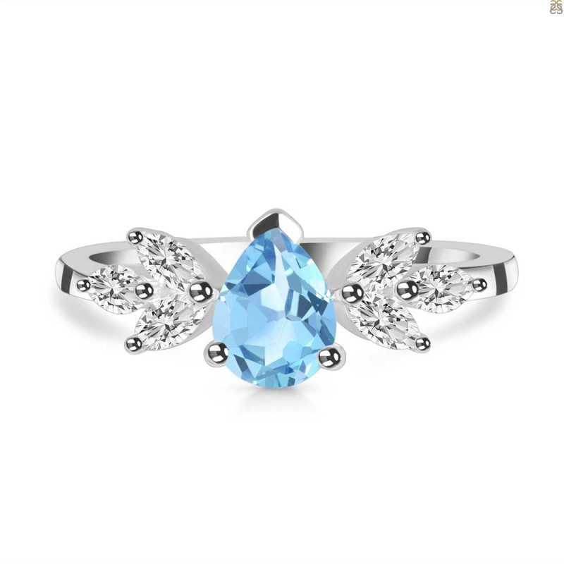 Blue Topaz & White Topaz Ring BTZ-RDR-2556.