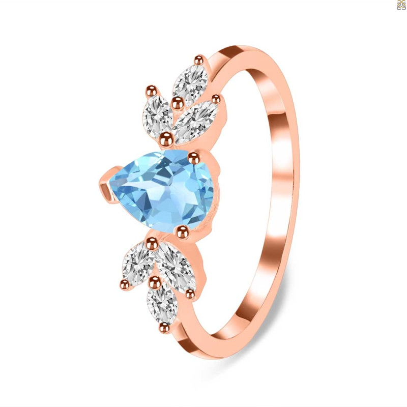 Blue Topaz & White Topaz Ring BTZ-RDR-2556.