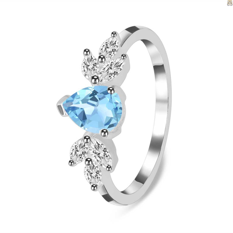 Blue Topaz & White Topaz Ring