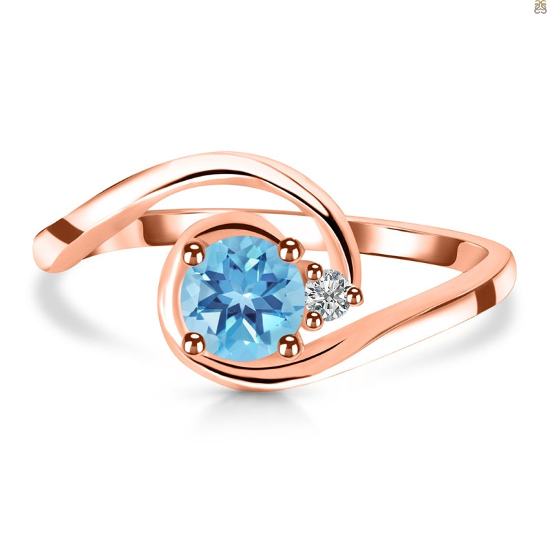 Blue Topaz & White Topaz Ring BTZ-RDR-2622.