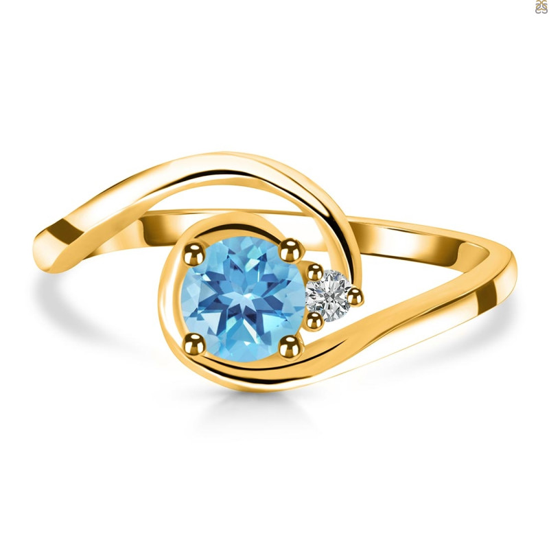 Blue Topaz & White Topaz Ring BTZ-RDR-2622.
