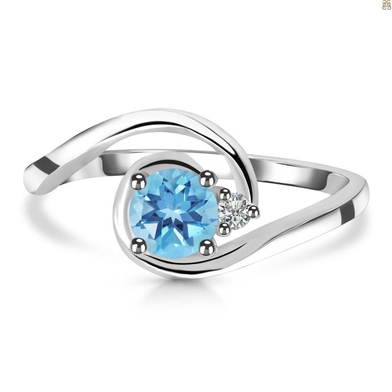 Blue Topaz & White Topaz Ring BTZ-RDR-2622.