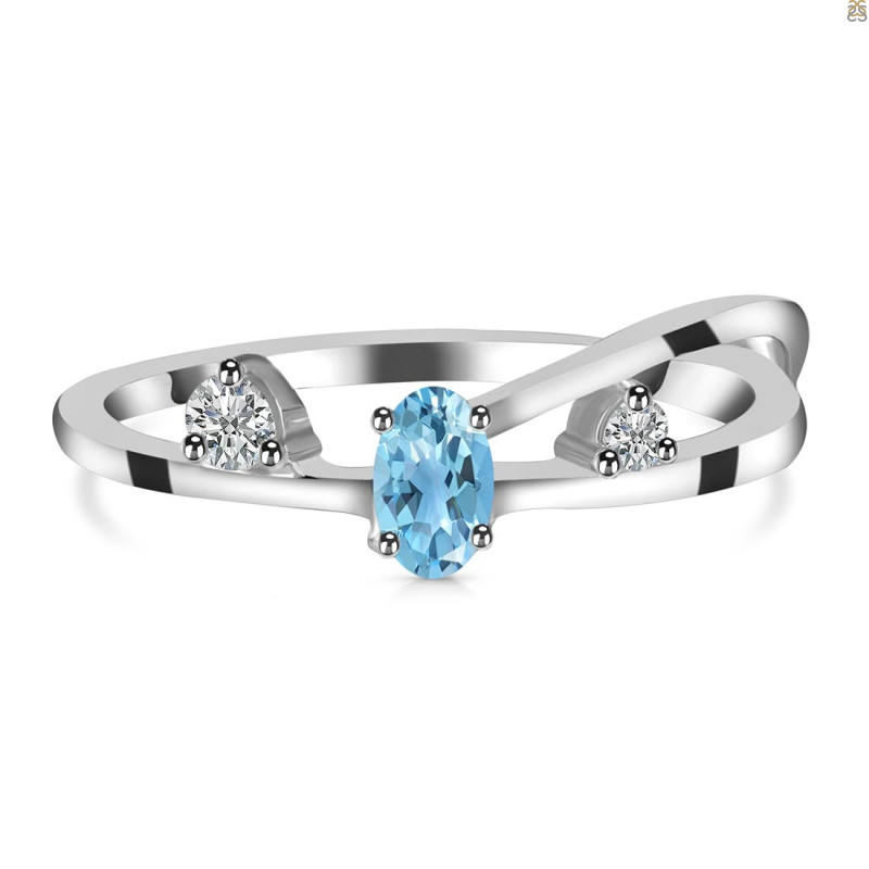 Blue Topaz & White Topaz Ring BTZ-RDR-2629.