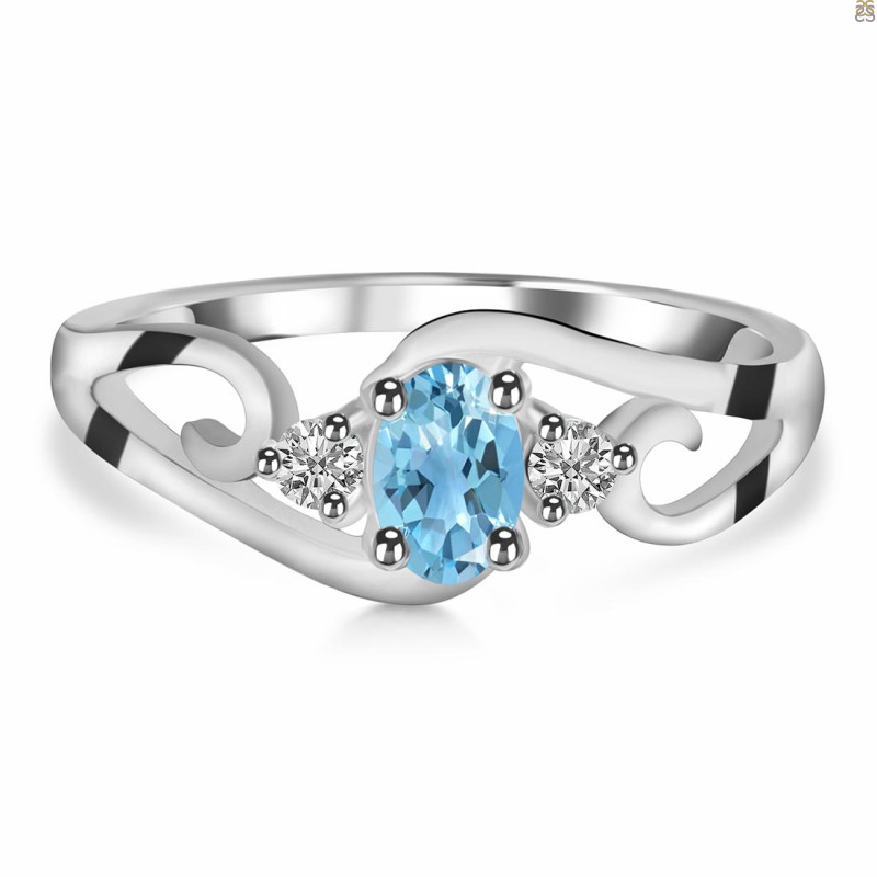 Blue Topaz & White Topaz Ring BTZ-RDR-2631.