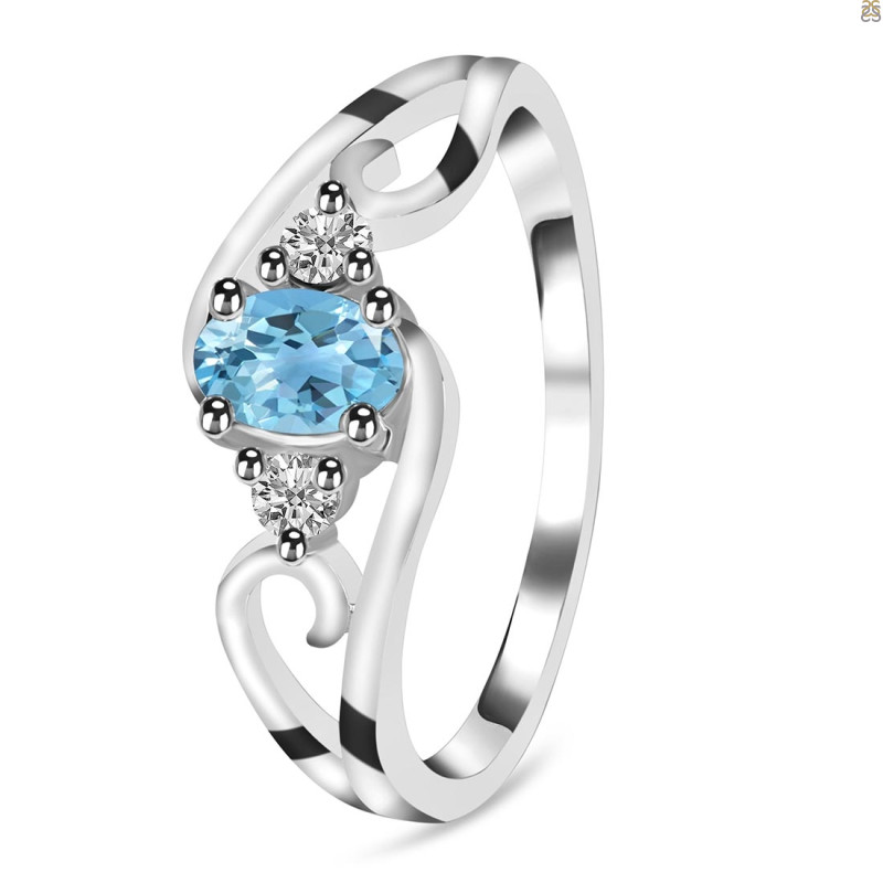 Blue Topaz & White Topaz Ring