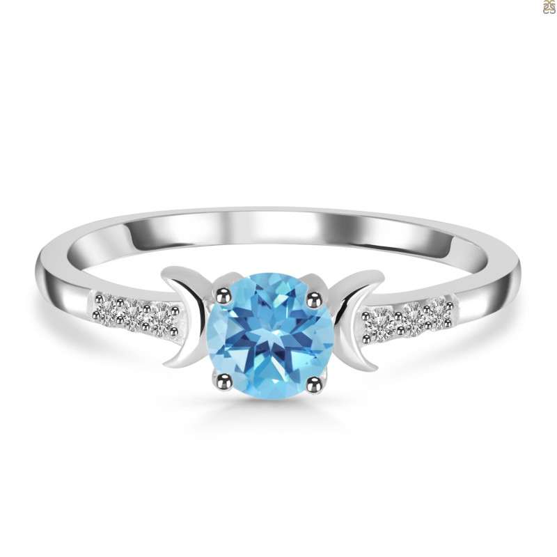 Blue Topaz & White Topaz Ring BTZ-RDR-2845.