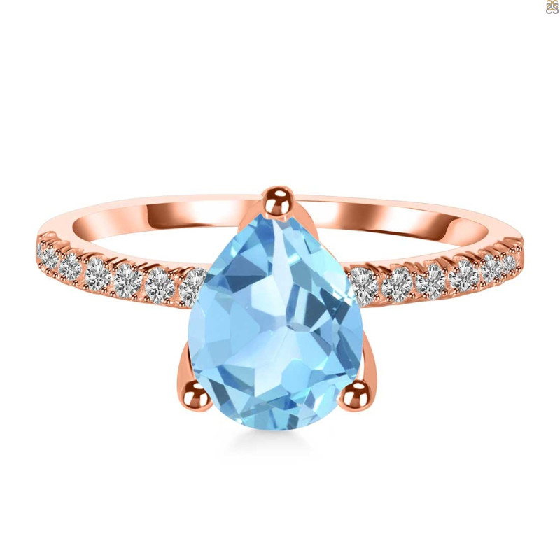 Blue Topaz & White Topaz Ring BTZ-RDR-2860.