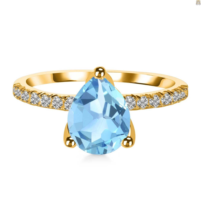 Blue Topaz & White Topaz Ring BTZ-RDR-2860.