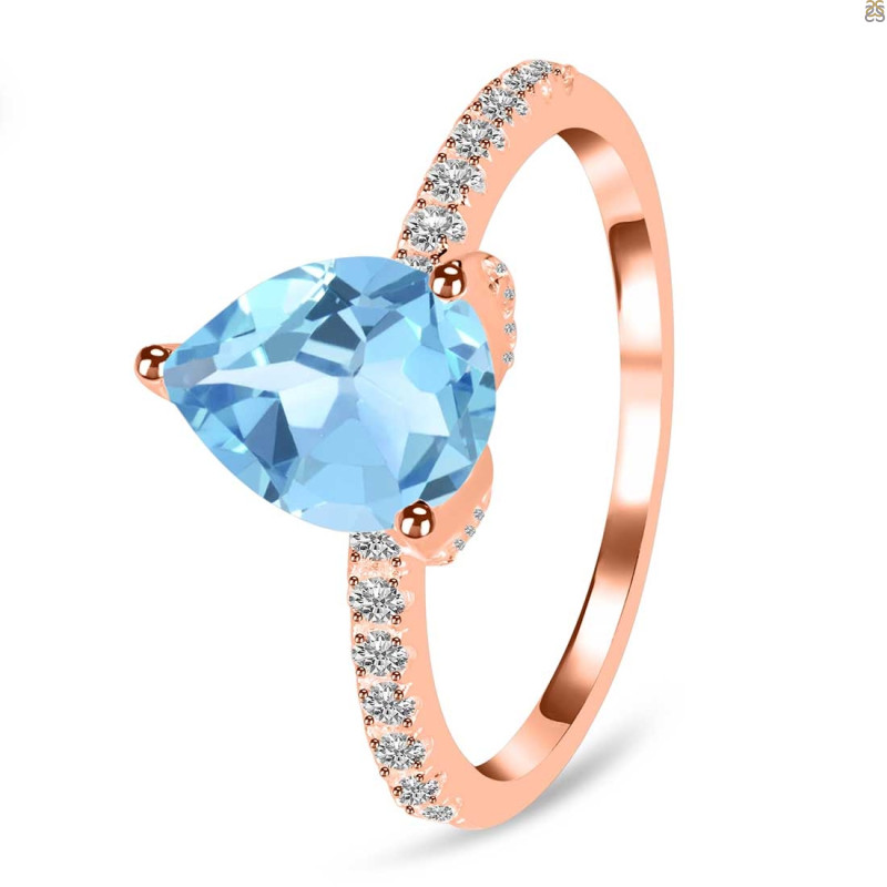 Blue Topaz & White Topaz Ring BTZ-RDR-2860.
