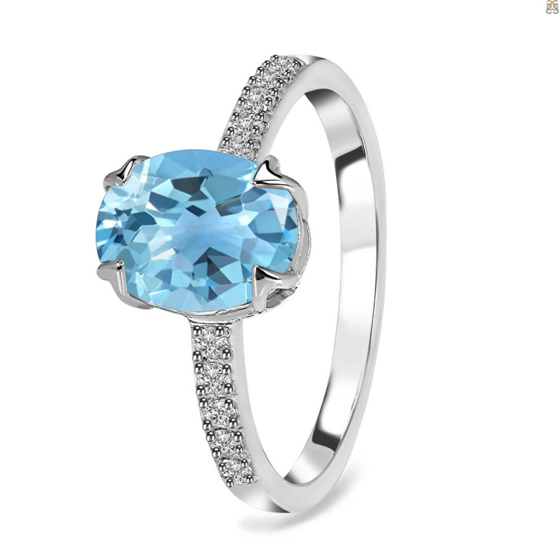 Blue Topaz & White Topaz Ring