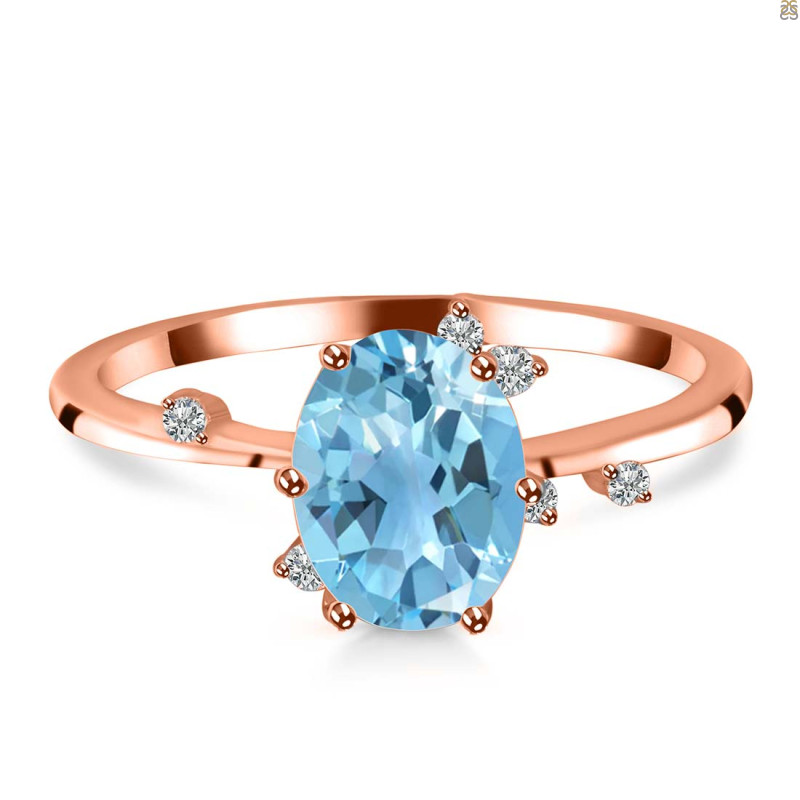 Blue Topaz & White Topaz Ring BTZ-RR-318.