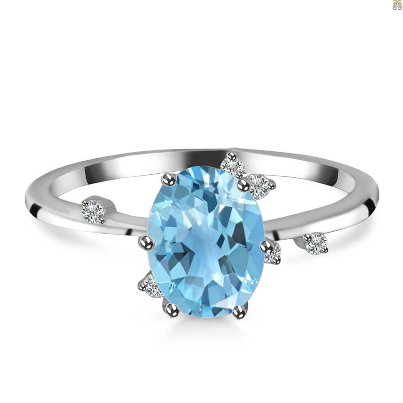 Blue Topaz & White Topaz Ring BTZ-RR-318.