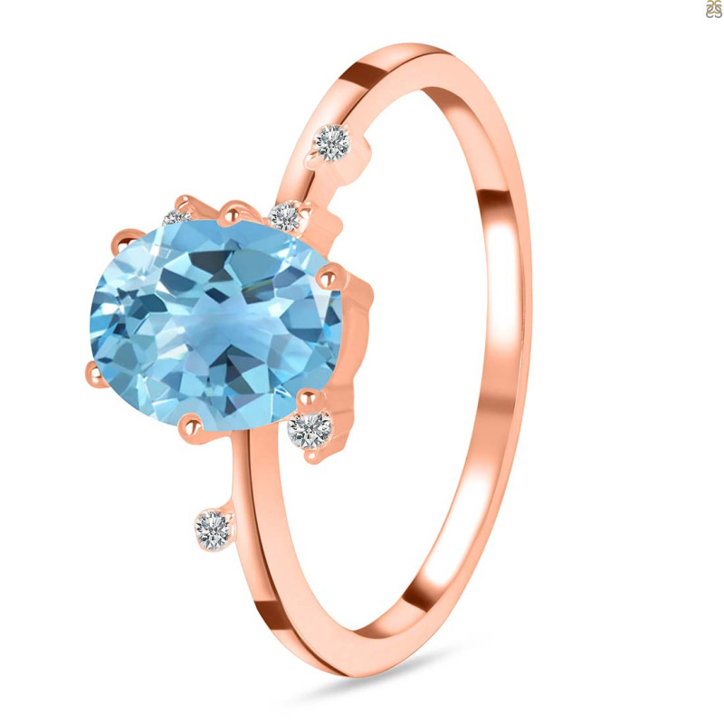 Blue Topaz & White Topaz Ring BTZ-RR-318.