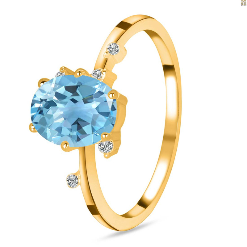 Blue Topaz & White Topaz Ring BTZ-RR-318.