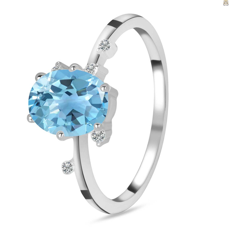 Blue Topaz & White Topaz Ring