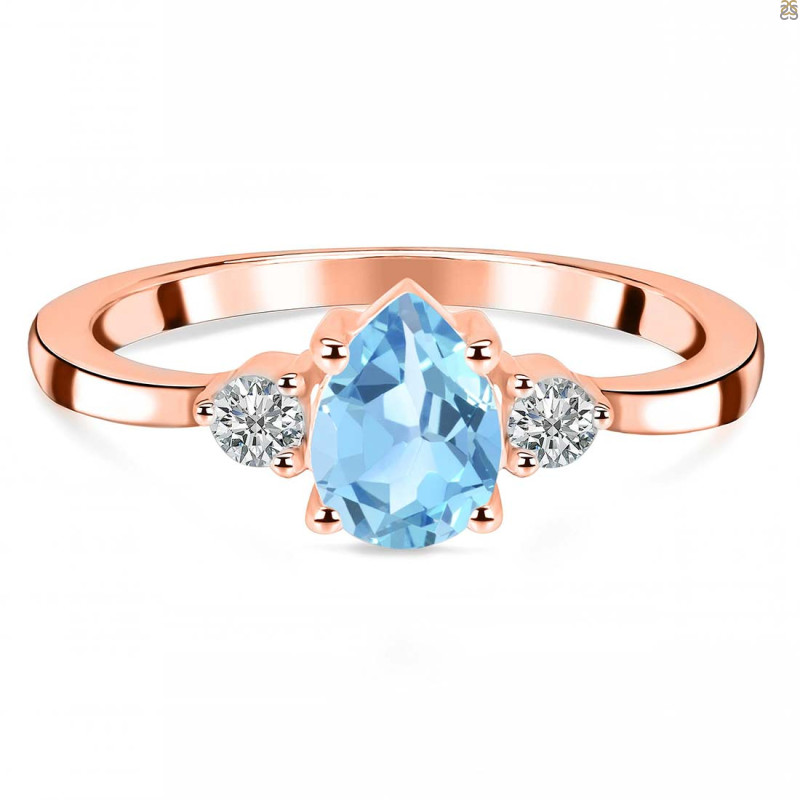 Blue Topaz & White Topaz Ring BTZ-RR-335.