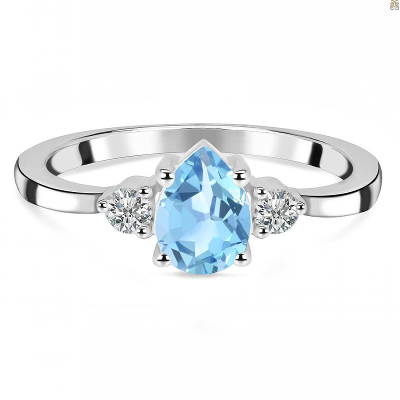 Blue Topaz & White Topaz Ring BTZ-RR-335.