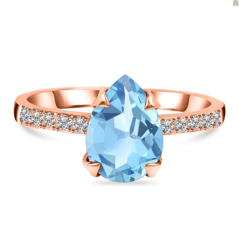 Blue Topaz & White Topaz Ring BTZ-RR-344A.