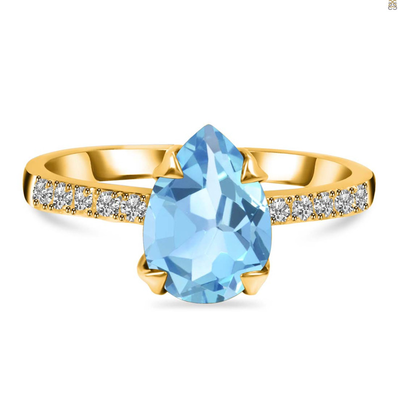 Blue Topaz & White Topaz Ring BTZ-RR-344A.