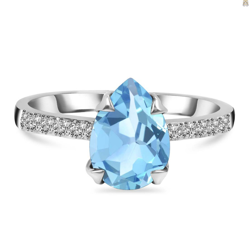 Blue Topaz & White Topaz Ring BTZ-RR-344A.
