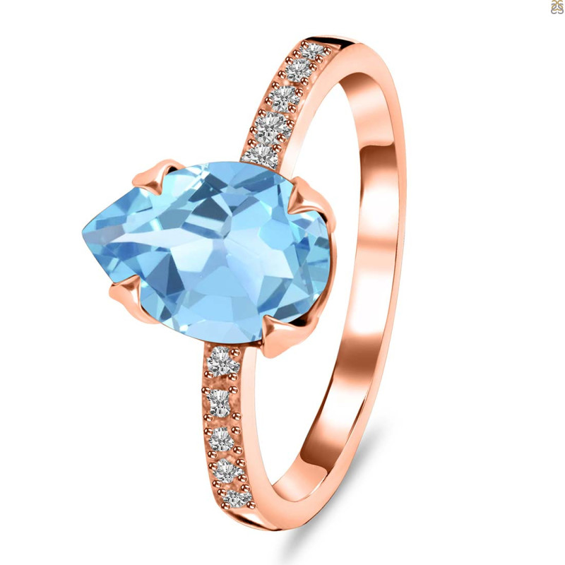 Blue Topaz & White Topaz Ring BTZ-RR-344A.