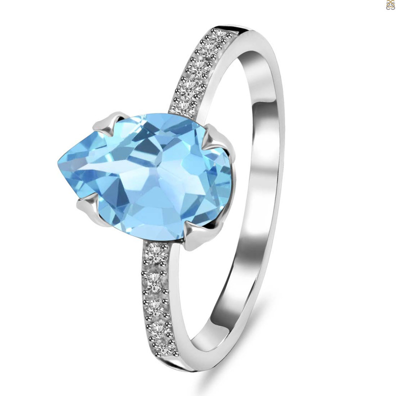 Blue Topaz & White Topaz Ring
