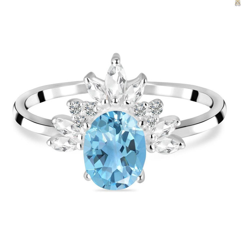 Blue Topaz & White Topaz Ring BTZ-RR-405.