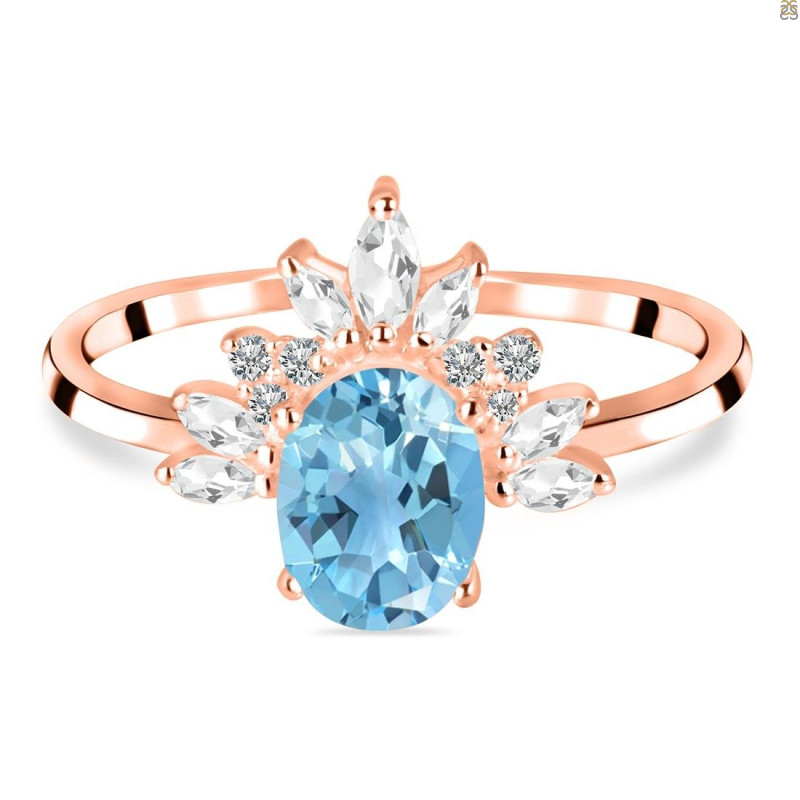 Blue Topaz & White Topaz Ring BTZ-RR-405.