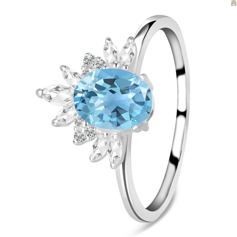 Blue Topaz Ring | Buy Sterling Silver Blue Topaz Rings at