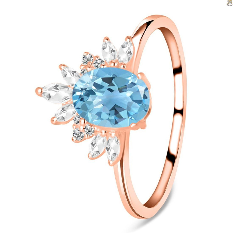 Blue Topaz & White Topaz Ring BTZ-RR-405.