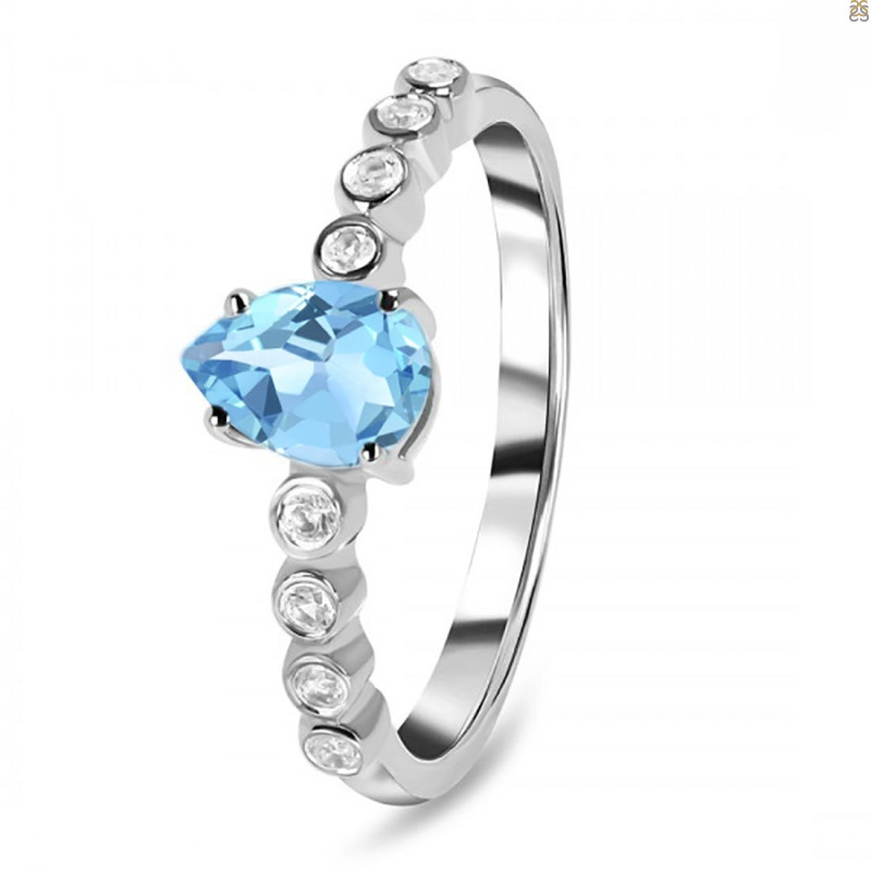 Blue Topaz & White Topaz Ring