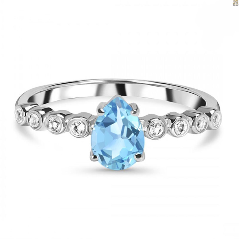 Blue Topaz & White Topaz Ring BTZ-RR-419D.