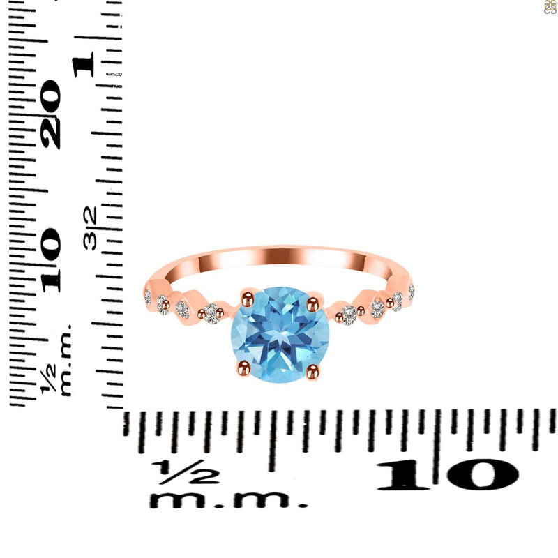 Blue Topaz & White Topaz Ring BTZ-RR-426.