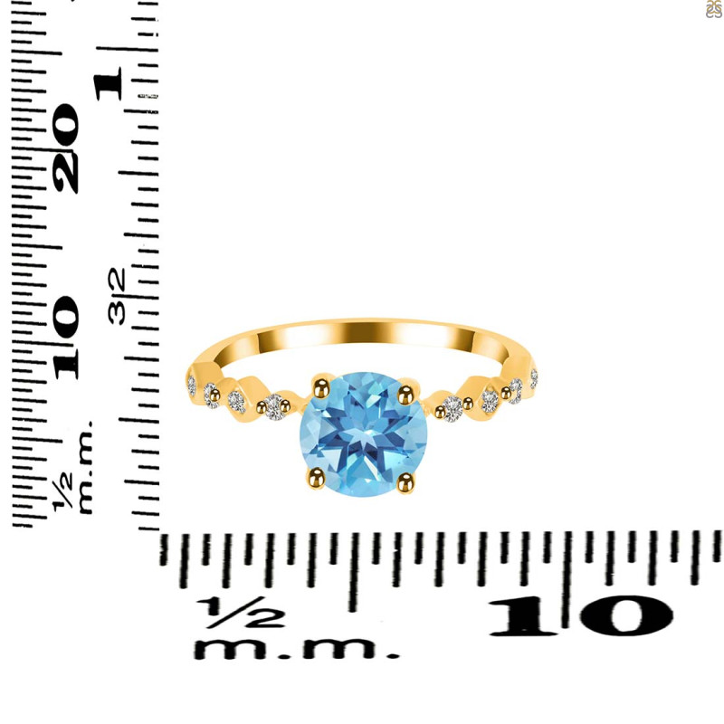 Blue Topaz & White Topaz Ring BTZ-RR-426.