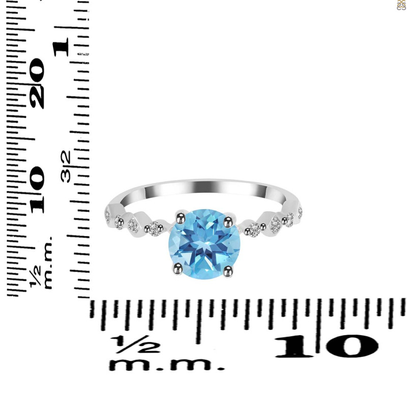 Blue Topaz & White Topaz Ring BTZ-RR-426.