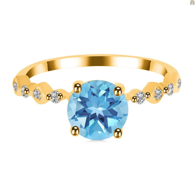 Blue Topaz & White Topaz Ring BTZ-RR-426.