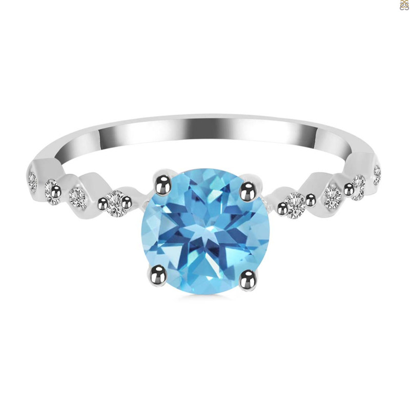 Blue Topaz & White Topaz Ring BTZ-RR-426.