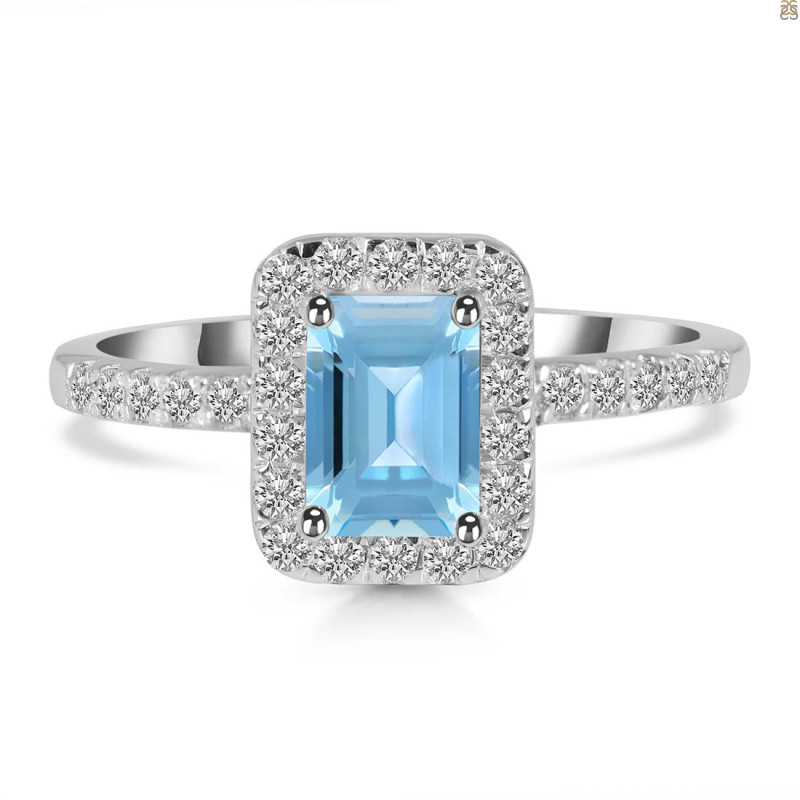 Blue Topaz & White Topaz Ring BTZ-RR-432.