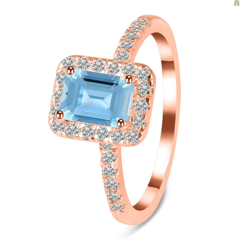 Blue Topaz & White Topaz Ring BTZ-RR-432.