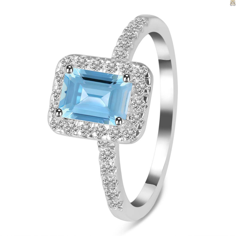 Blue Topaz & White Topaz Ring