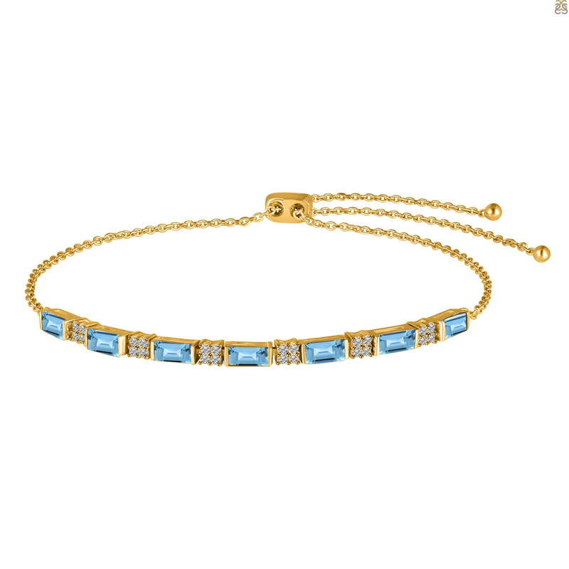 Blue Topaz & White Topaz Bracelet BTZ-RDB-133.