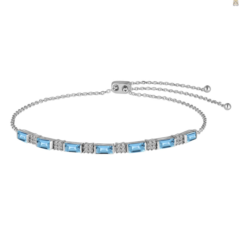 Blue Topaz & White Topaz Bracelet BTZ-RDB-133.