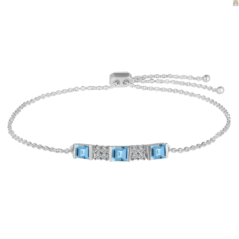 Blue Topaz & White Topaz Bracelet BTZ-RDB-147.