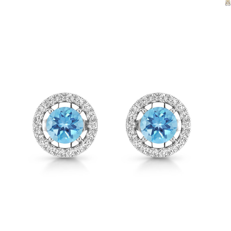 Blue Topaz & White Topaz Stud Earring BTZ-RDE-985.
