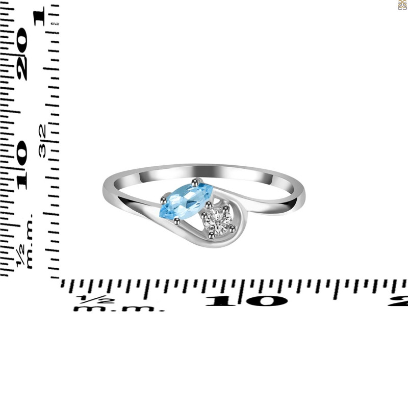 Blue Topaz & White Topaz Ring BTZ-RDR-2611.