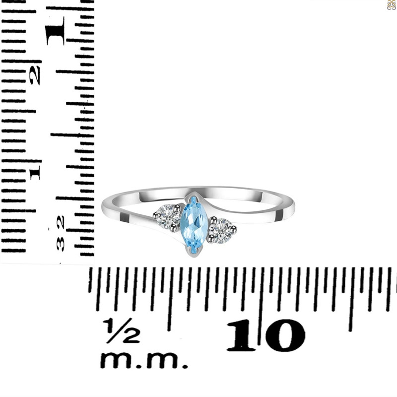 Blue Topaz & White Topaz Ring BTZ-RDR-2681.