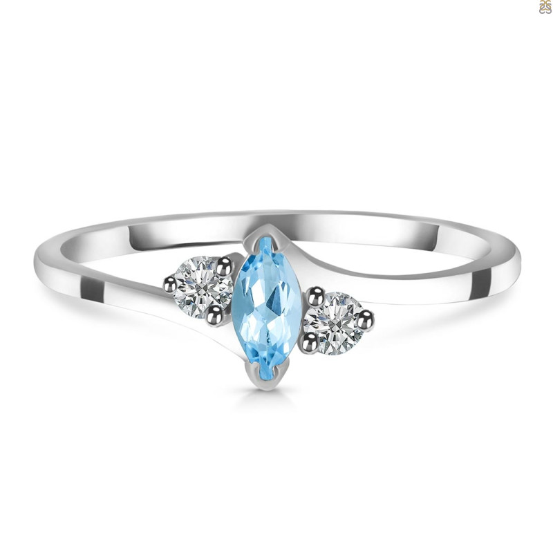 Blue Topaz & White Topaz Ring BTZ-RDR-2681.