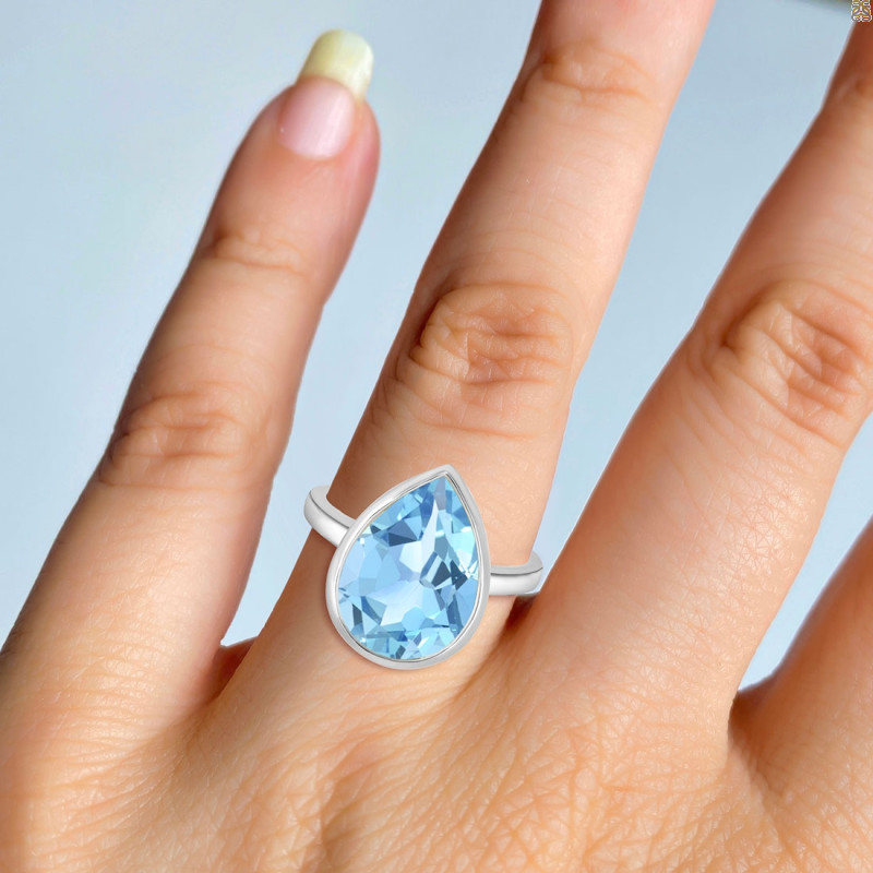Blue Topaz Ring BTZ-RDR-2855.