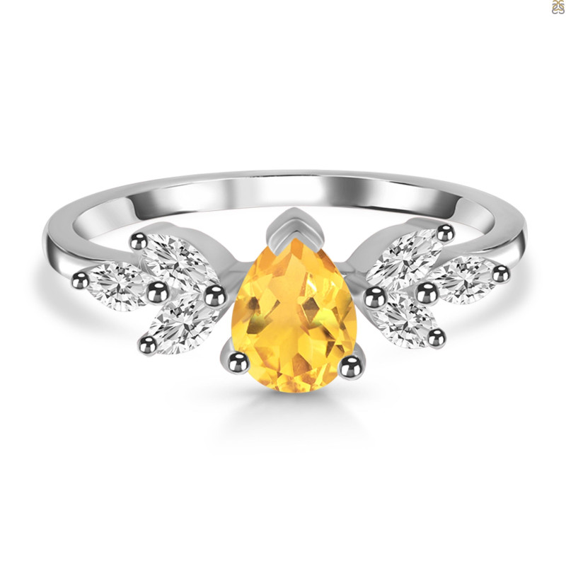 Citrine & White Topaz Ring CIT-RDR-2556.