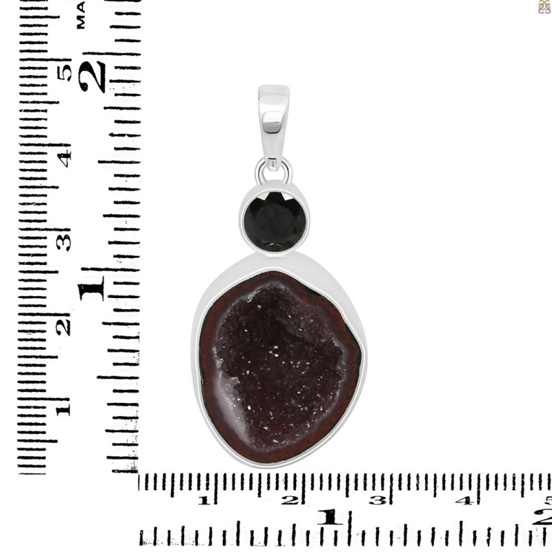 Coconut Geode/Black Spinel Pendant-2SP CCG-1-74